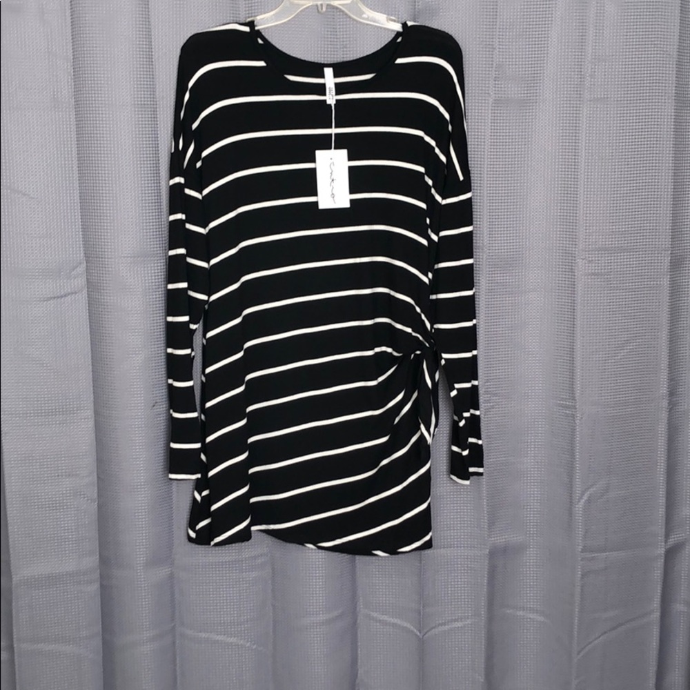 Black and White Striped Tunic, NWT, Size L